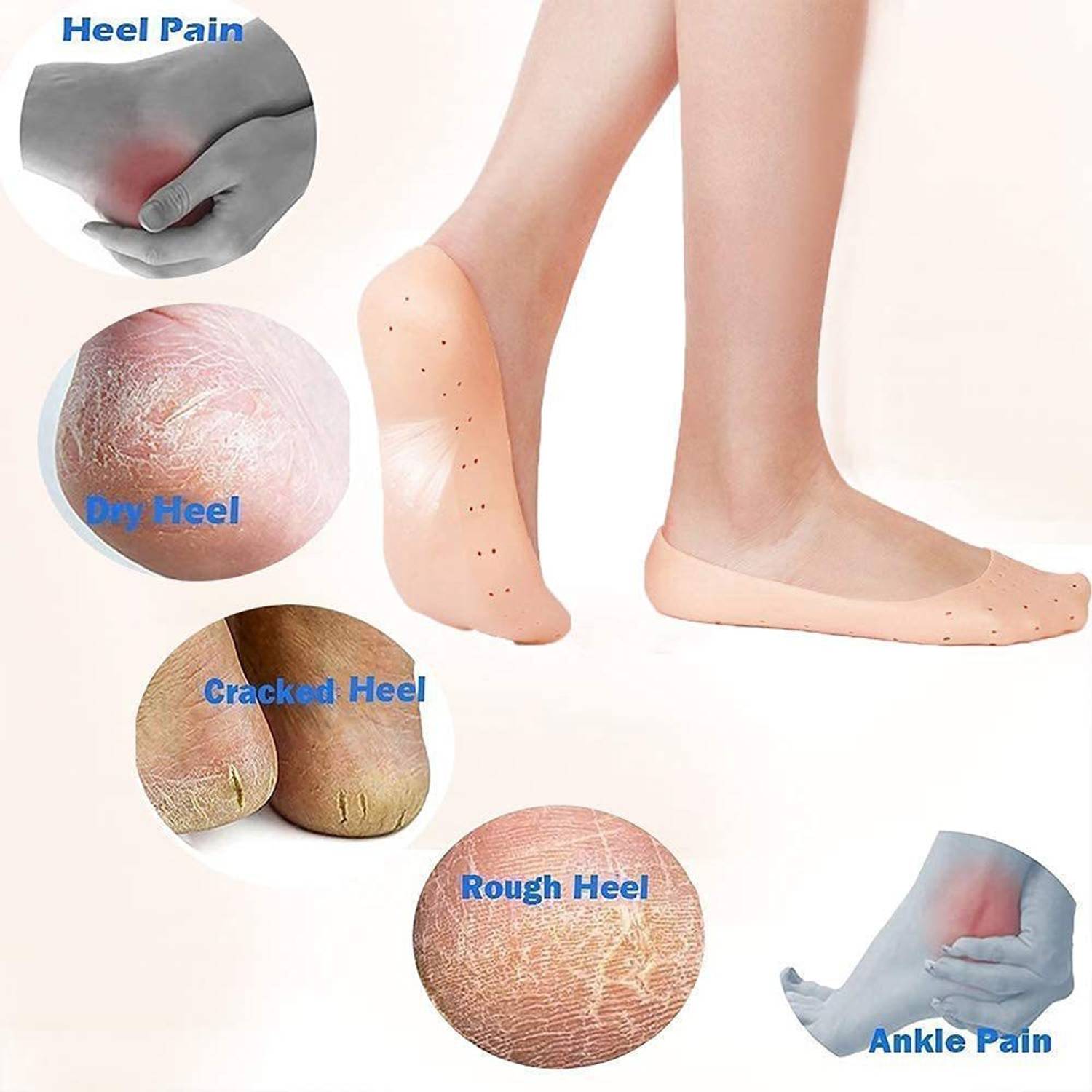 ActrovaX IVX™-46-HY-Anti Crack Silicone Foot Socks Heel Support