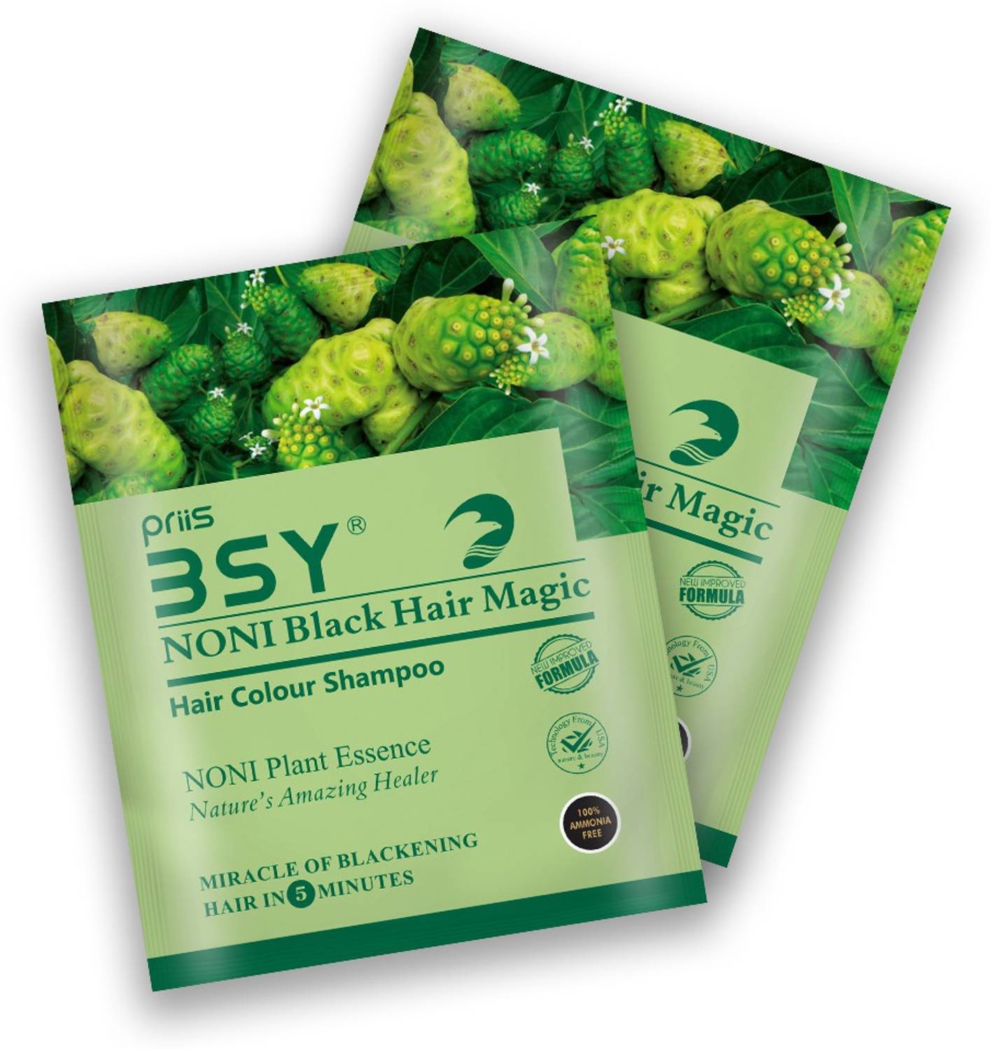 BSY Noni Black Hair Magic Hair Color 20mlx5 Sachets , Black