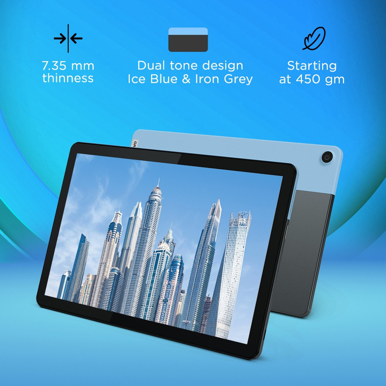 Image of Lenovo Ideapad Duet Chromebook 4 GB RAM 128 GB ROM 10.1 inch with Wi-Fi Only MediaTek P60T Octa Core Tablet (Ice Blue, Iron Grey)