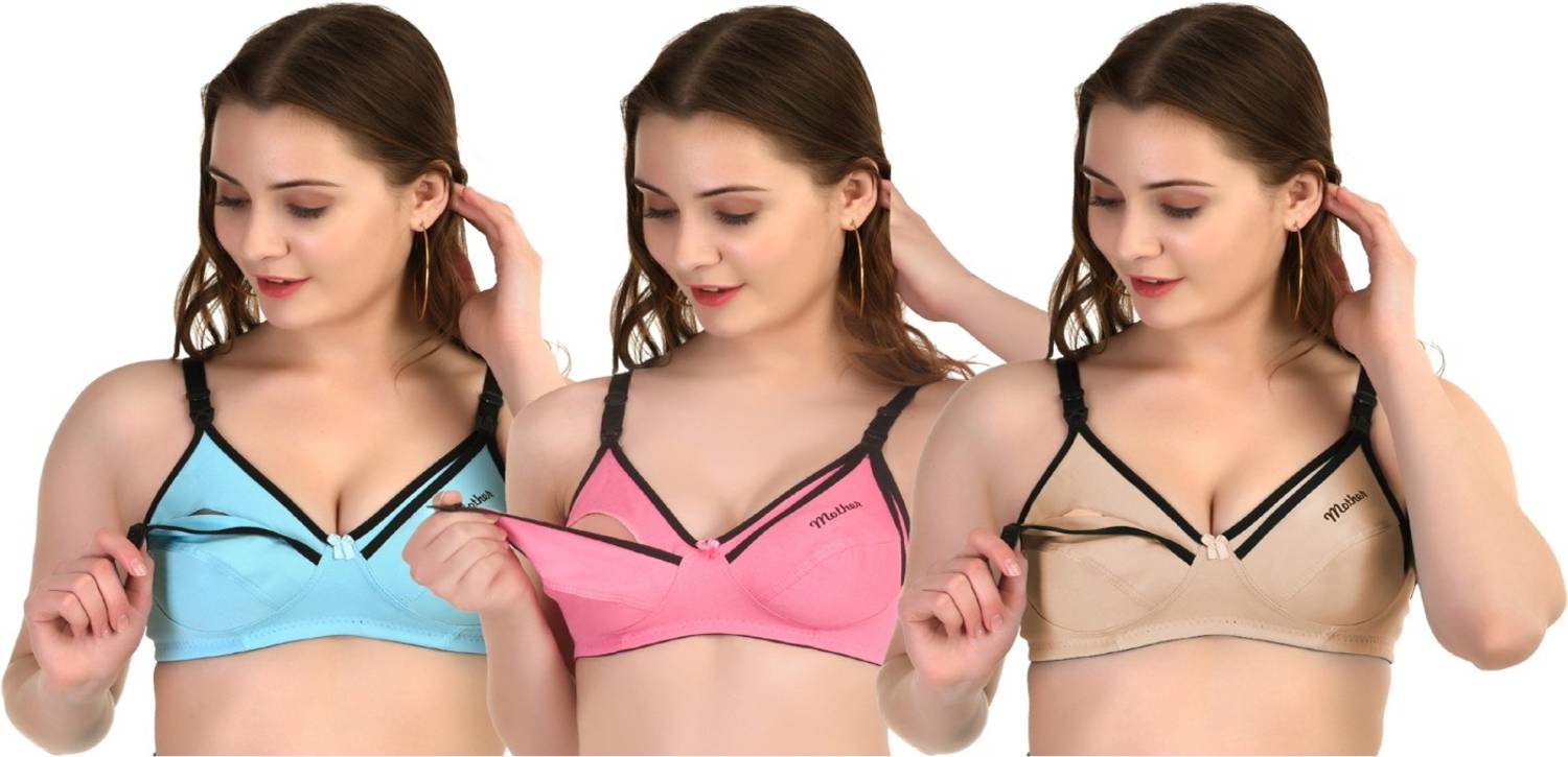 Auletics Women's Maternity Bra for Breastfeeding - Soft Fabric with Feeding Opening Women Maternity/Nursing Non Padded Bra