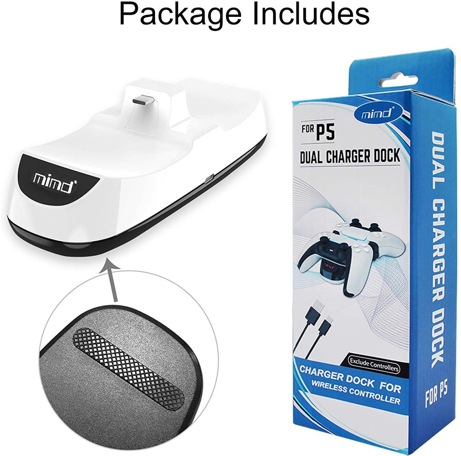 Image of microware Charging Station Dock for Sony PS5 with LED Indicator Quickly Charger Type-C Port Supprt 2 pcs Play Station 5 DualSense Wireless Controller Charging Station