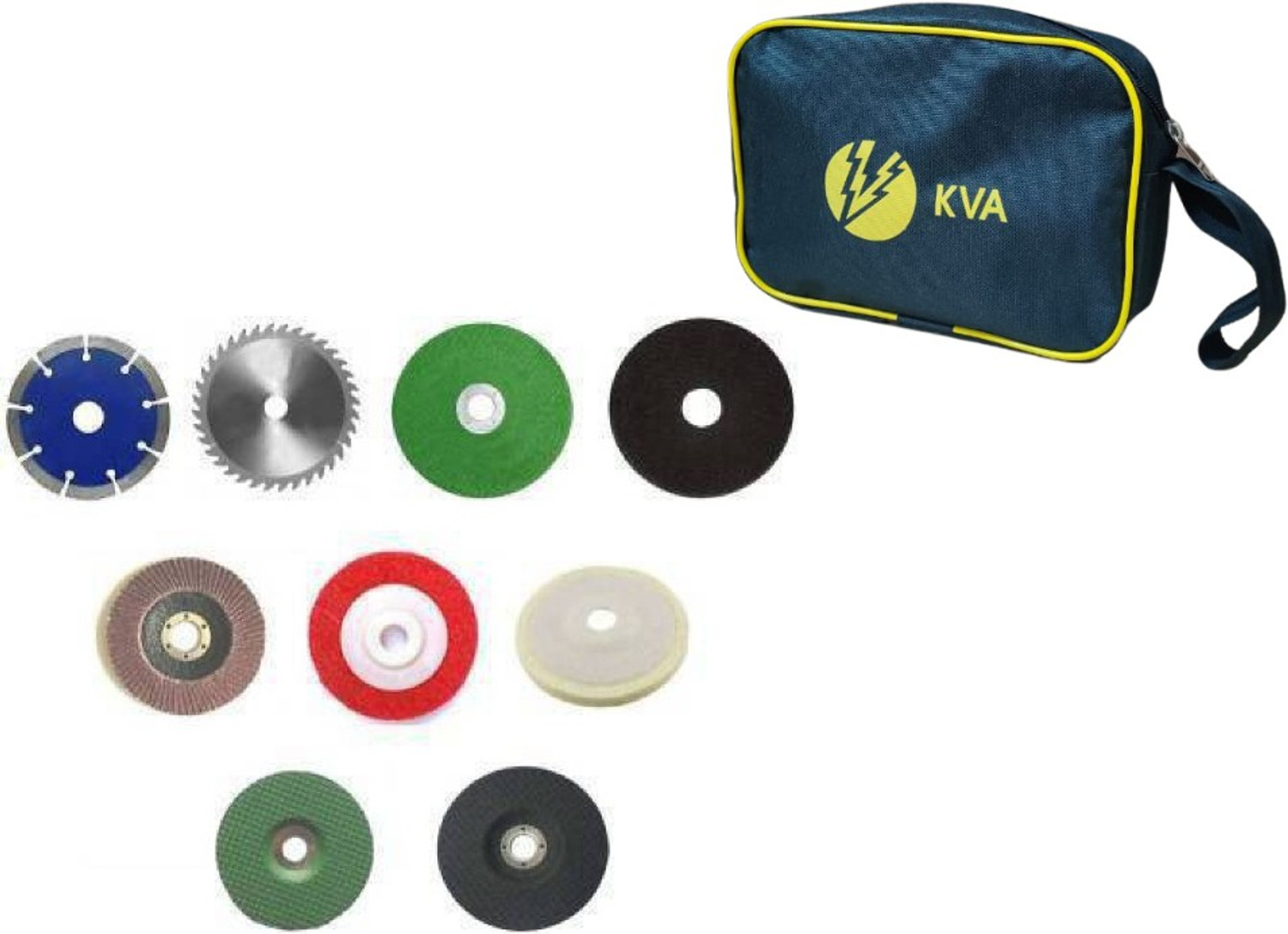 Image of KVA PLUS 4 inchInch 9 Pieces Combo Wheels Discs Suitable For Cutting Wood / Metal / Brick / Marble , Grinding , Polishing & Buffing Hand Tool Kit Metal Cutter Wheels Discs Suitable For Cutting Wood Metal Cutter