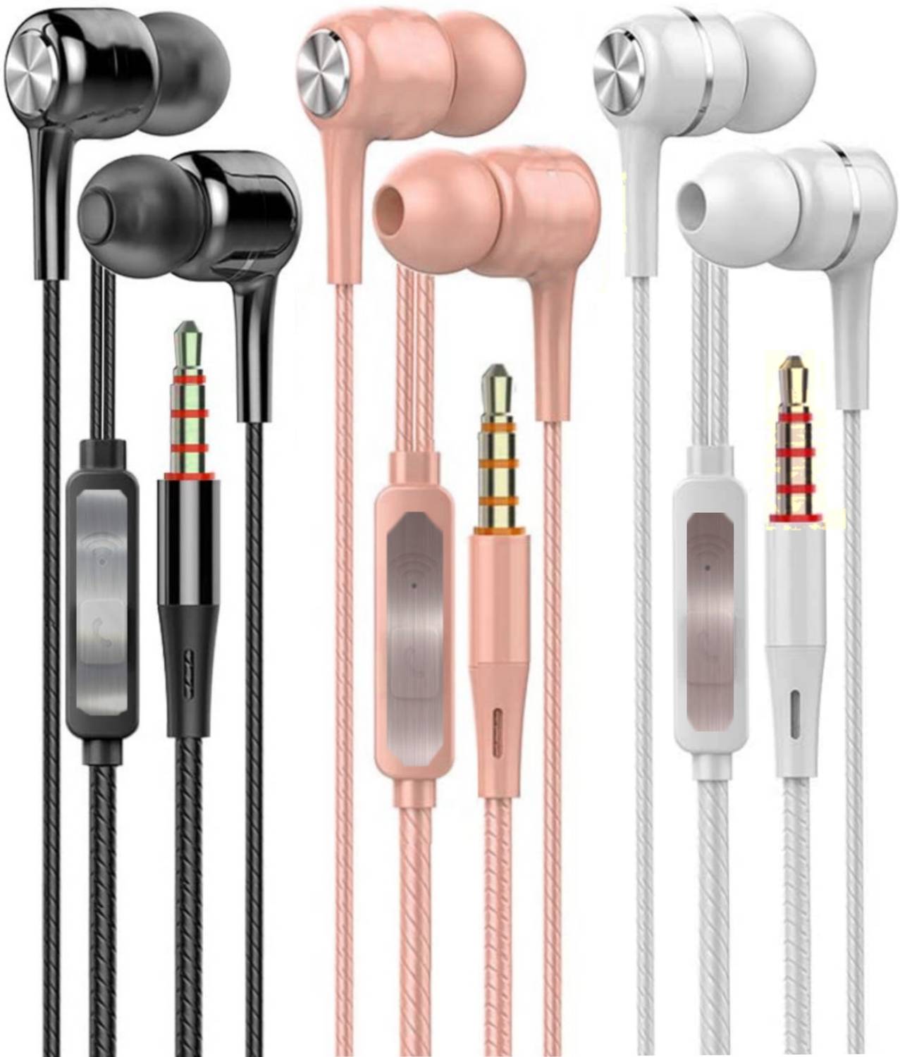 Meyaar M-11 Pack of 3 Headphones With High Bass Earphones with mi