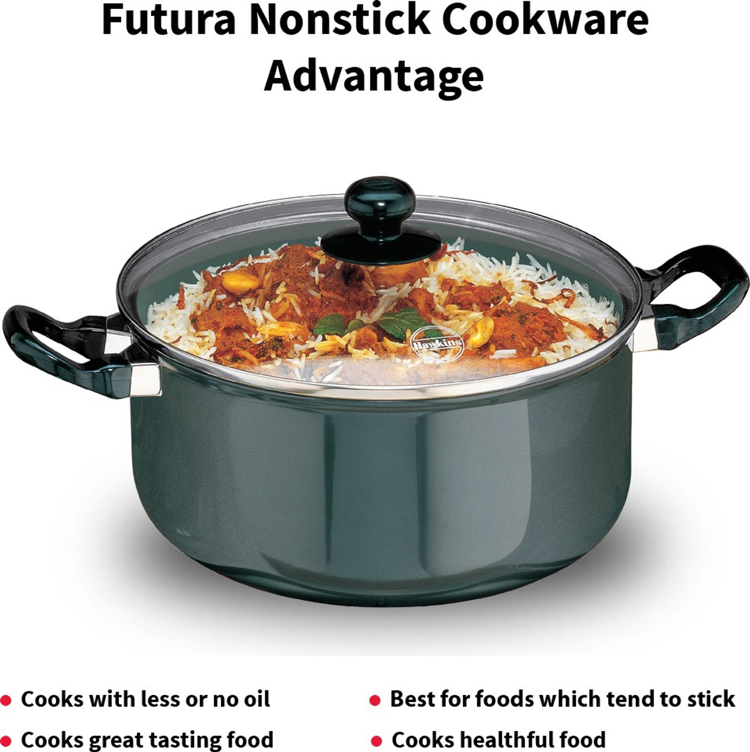 Image of Hawkins Non Stick Stewpot with Glass Lid (NST50G) Tope /Bhagona /Patila with Lid 5 L capacity 24 cm diameter