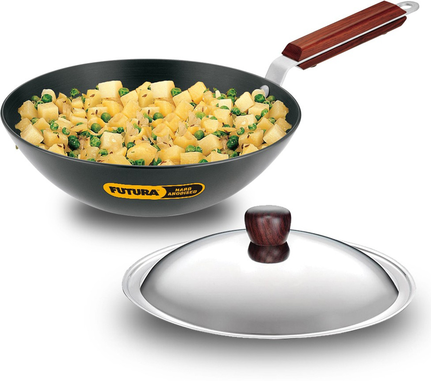Image of Hawkins Deep Stir-Fry Pan (ADL25S) Kadhai 26 cm diameter with Lid 2.5 L capacity