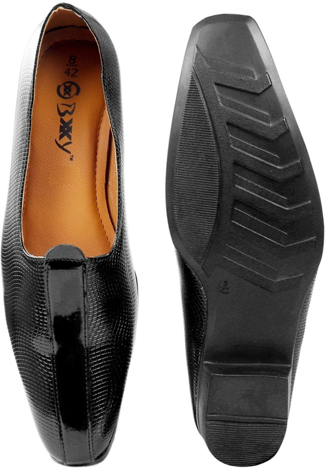 Image of BXXY Men's Height Increasing Patent Material New Arrival Causal Punjabi Jutti and Nagra Jutis For Men