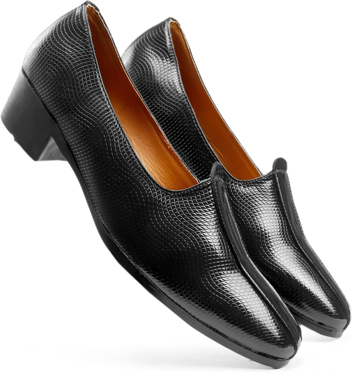 Image of BXXY Men's Height Increasing Patent Material New Arrival Causal Punjabi Jutti and Nagra Jutis For Men