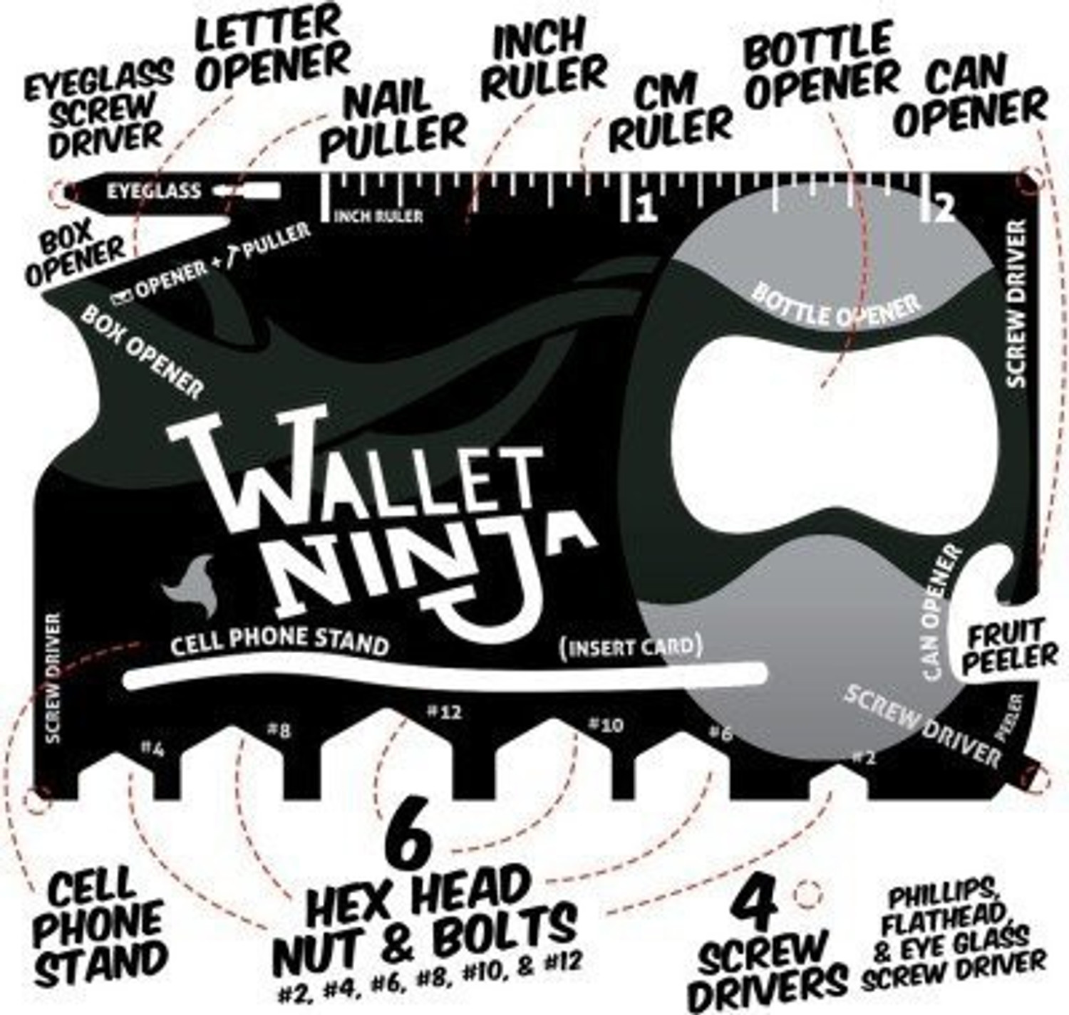 Image of Psb 18 In 1 Tool Card Ninja Wallet 18 Multi-Utility Knife Multi-utility Knife