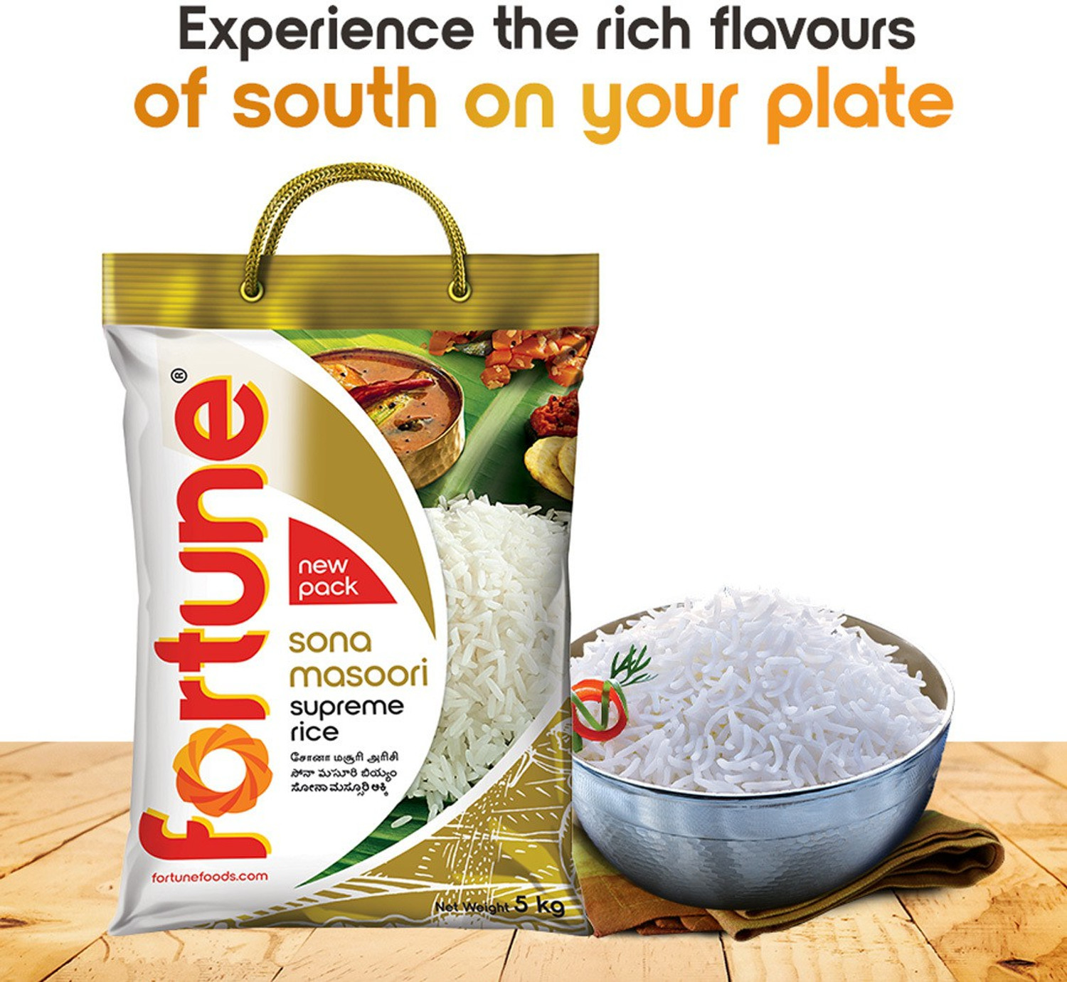 Image of FORTUNE Supreme Sona Masoori Rice (Raw) (5 kg)