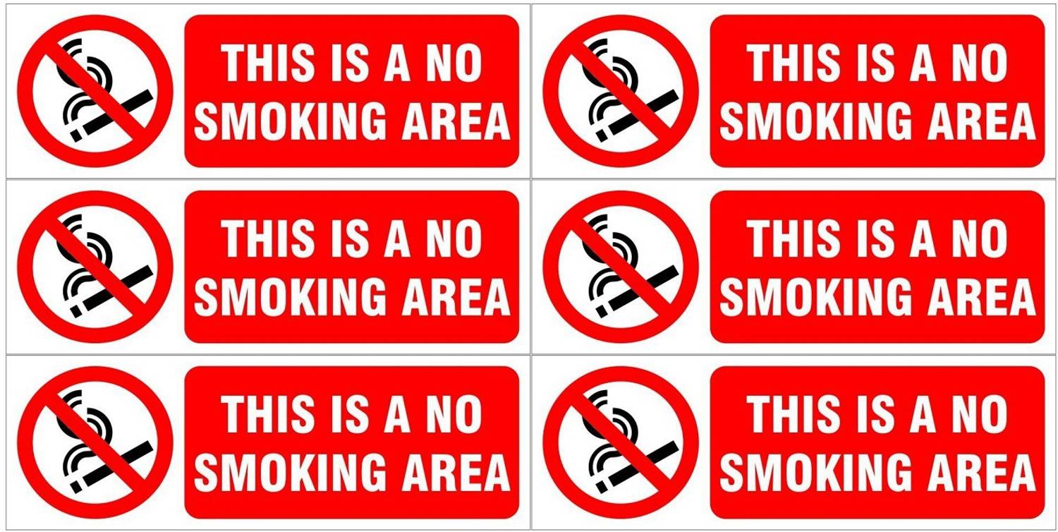 AGOG This is a no smoking area Pack of 6 Emergency Sign