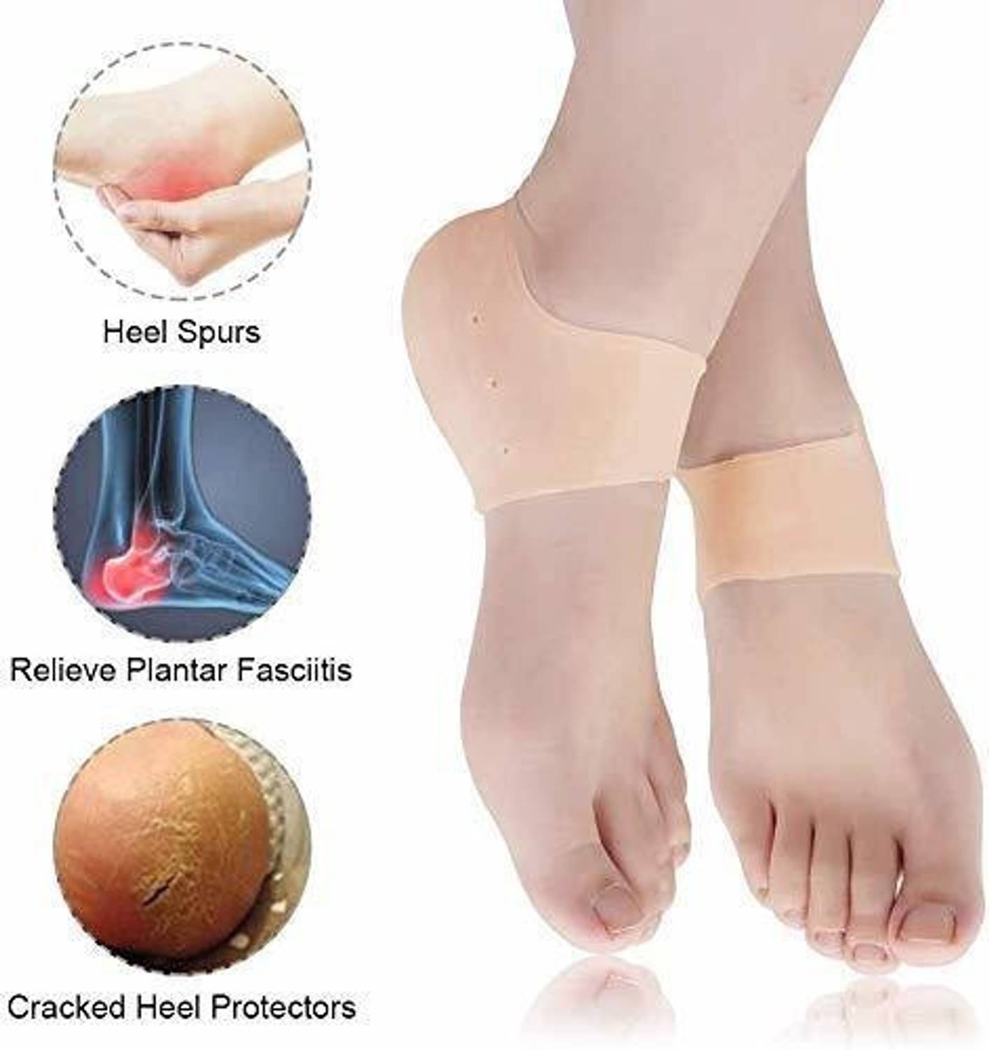ALAMPAR Soft Silicon Gel Half Toe Sleeve Forefoot Pads for Pain Relief Heel Front Socks Heel Support