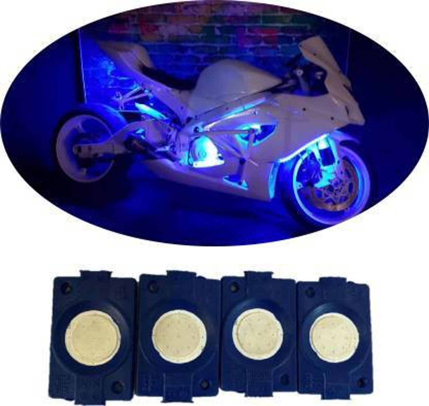 Image of Dhruvtraders BLUE IMPORTED Underglow PATCH LIGHTS (Front /Rear , Bike Body Lights) Brake Light Motorbike, Car, Truck, Van LED (12 V, 15 W)