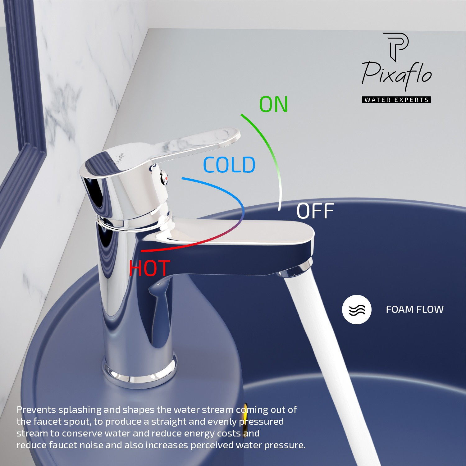 Image of PIXAFLO Single Lever Basin Mixer (Hot and Cold) Single Lever Basin Mixer (Hot and Cold) Basin Mixer Faucet