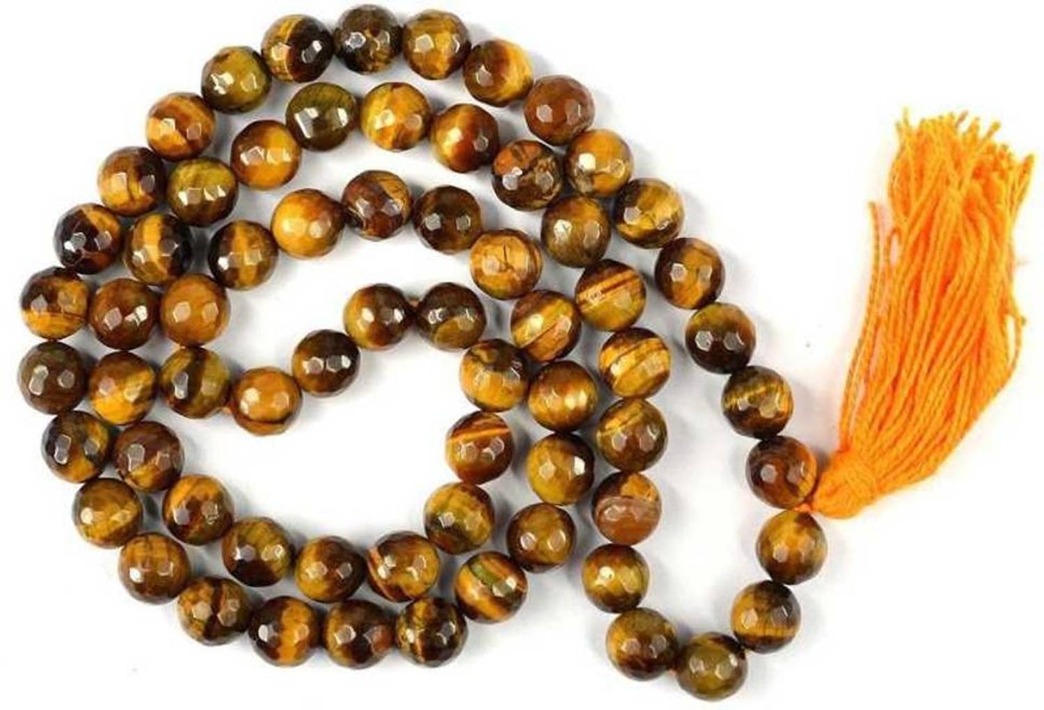 A1 Laxmi Ganesh Tiger Eye Mala Oval Beads Mala Semi Precious Gemstone Crystal Necklace Reiki Healing Stone Mala Jap Mala 26 Inch Approx For Unisex Tiger's Eye, Crystal, Beads Crystal Chain Tiger's Eye Stone Chain