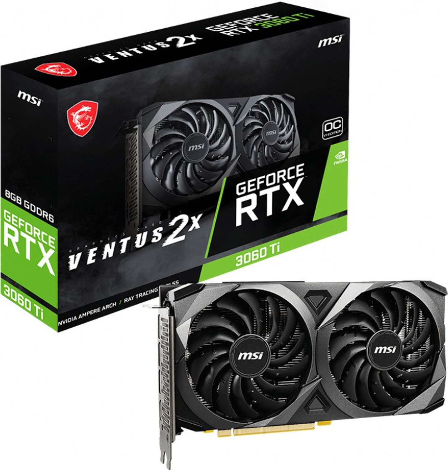 Image of MSI RTX 3060 Ti GDDR6 8 GB NVIDIA Chipset 256 bit 1695 MHz Graphics Card