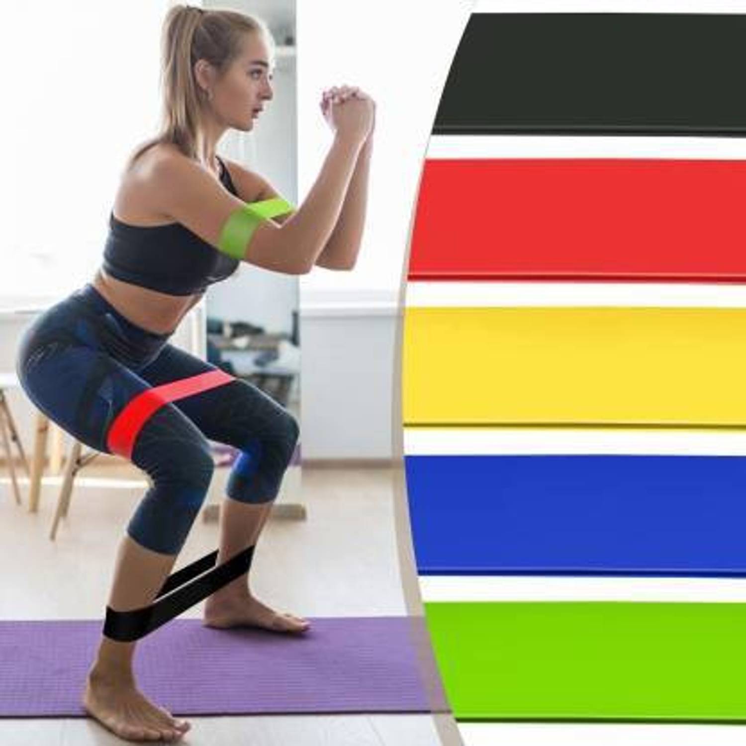 Afpin Latex Loop Bands Set of 5 for Physical Therapy, Stretching for Workout, Yoga Resistance Band
