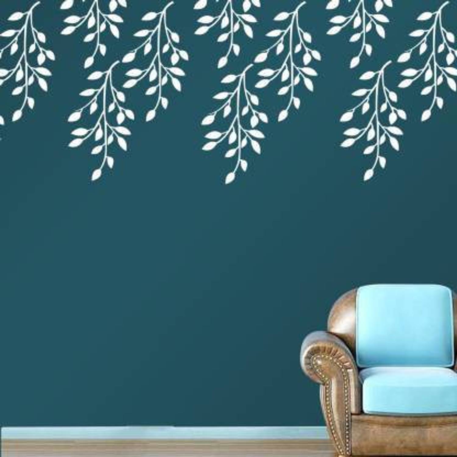 Aaradhya Collection Size: (16 x 24 Inches) Leaf Pattern Reusable DIY Designer PVC Wall Stencil Painting for Home Decoration B6021 Wall Stencil Stencil