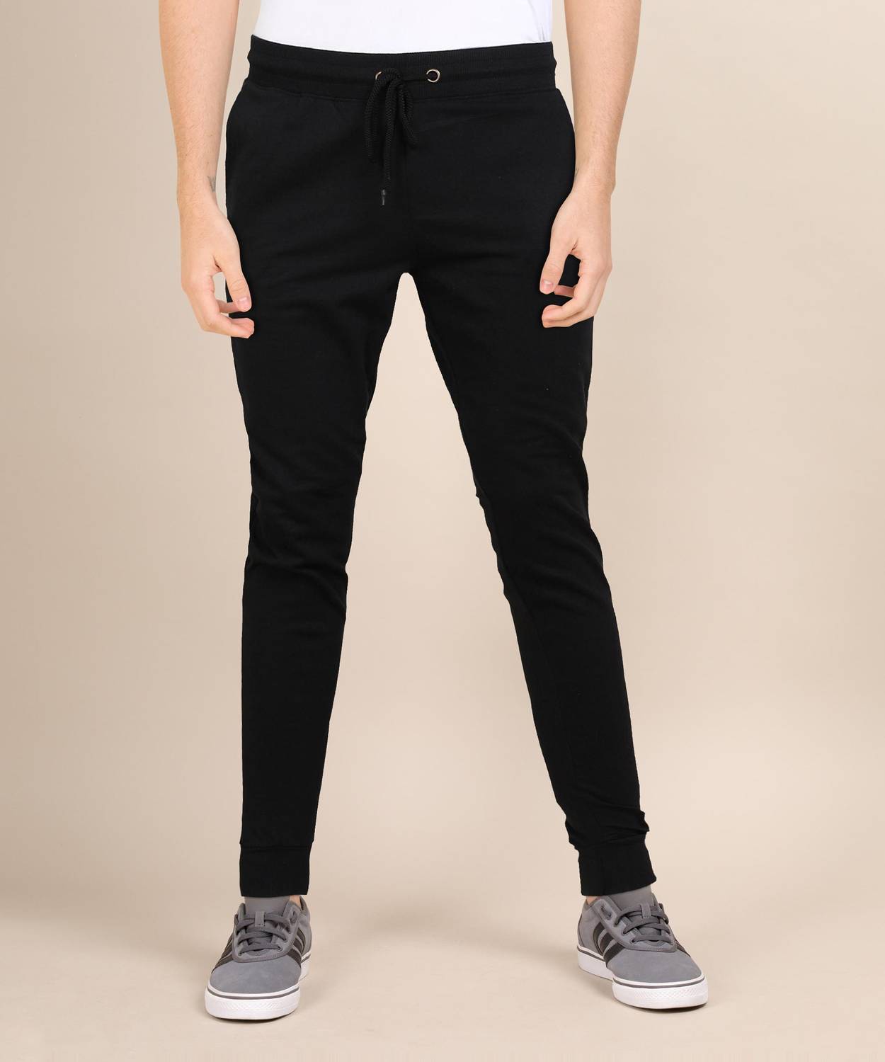 abof by Aditya Birla Solid Men Black Track Pants