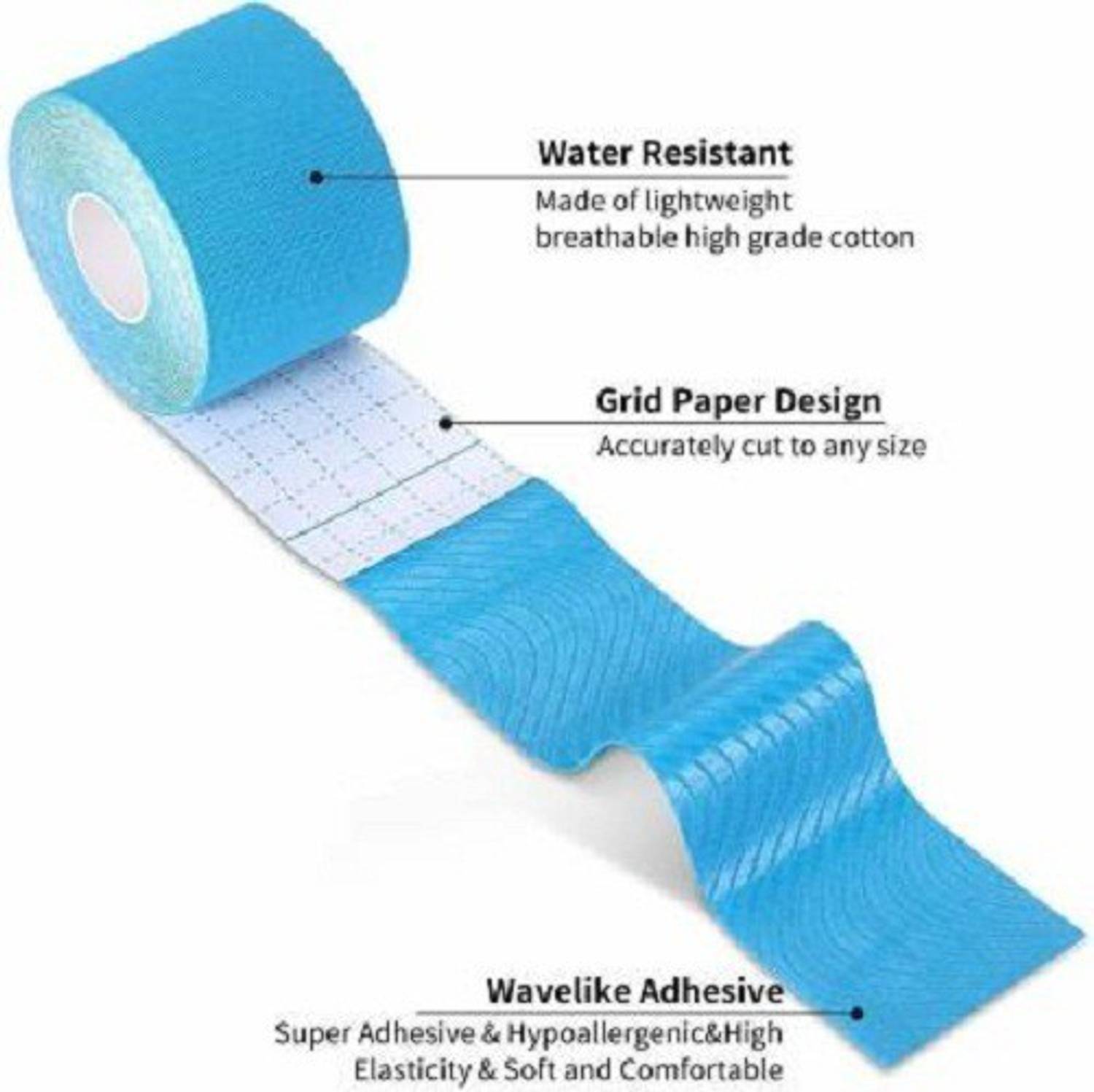 Aravli Kinesiology Sports Tape 5 cm X 5 m (Pack of 1 Roll, Sky Blue) Kinesiology Tape