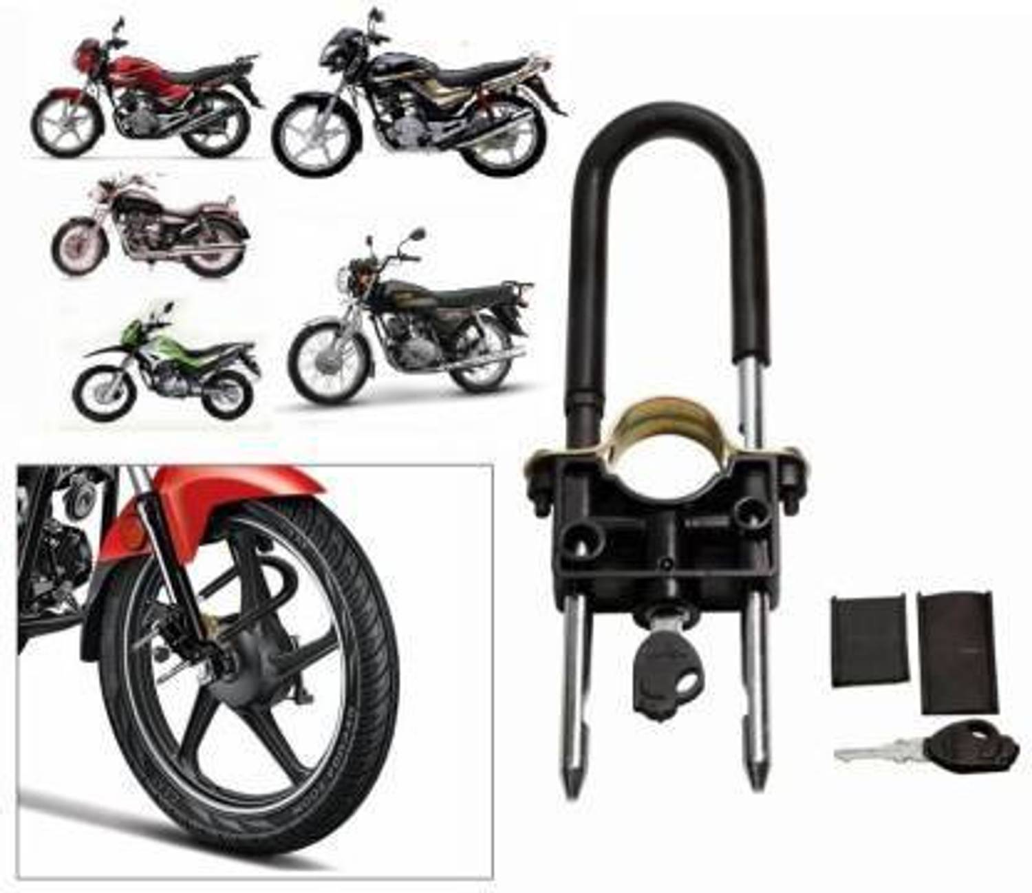MK Mankrit Black Bike Front Wheel Lock - Image 2