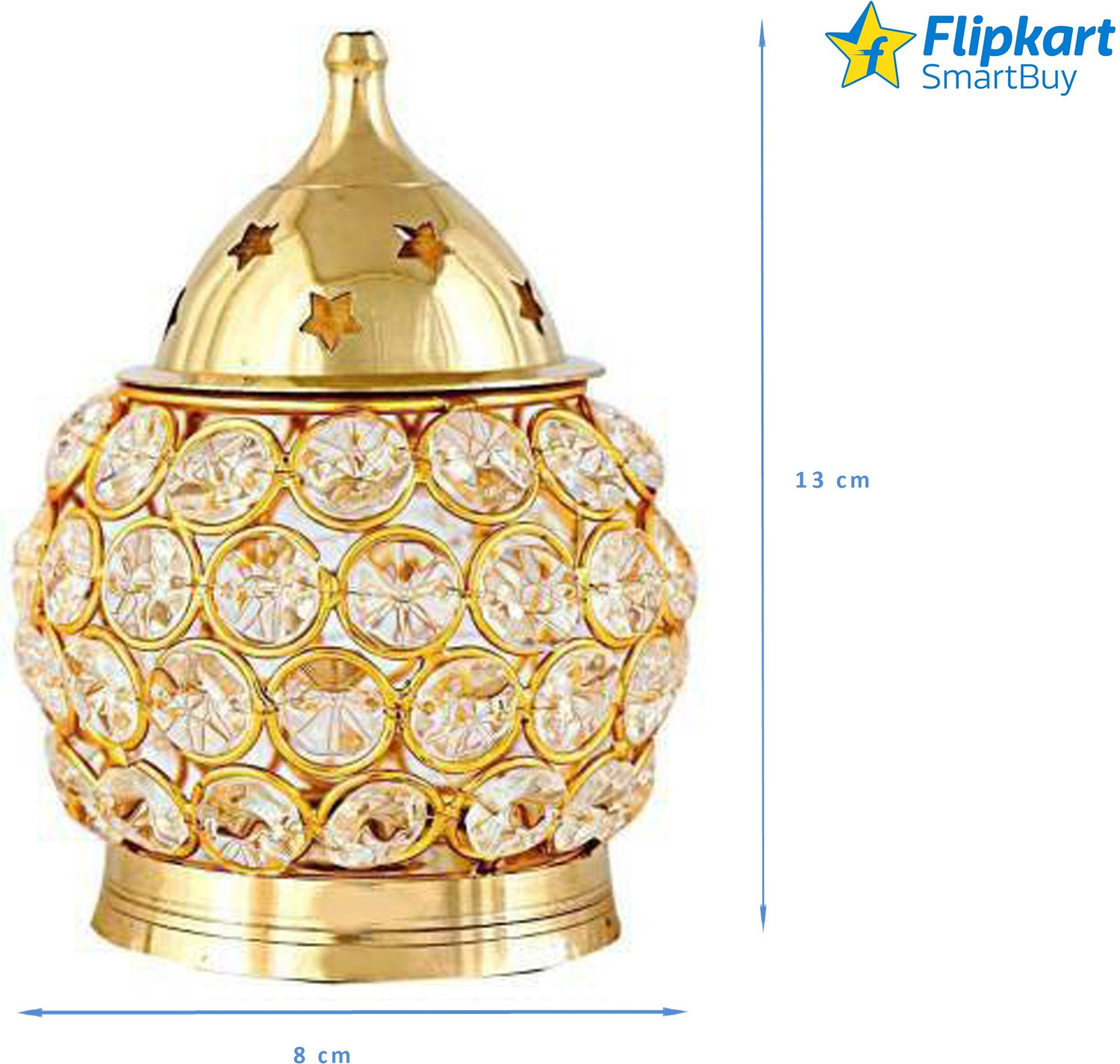 Image of Flipkart SmartBuy Brass Akhand Diya | Diamond Crystal Deepak /Dia | Akhand Jyot Brass, Crystal Table Diya