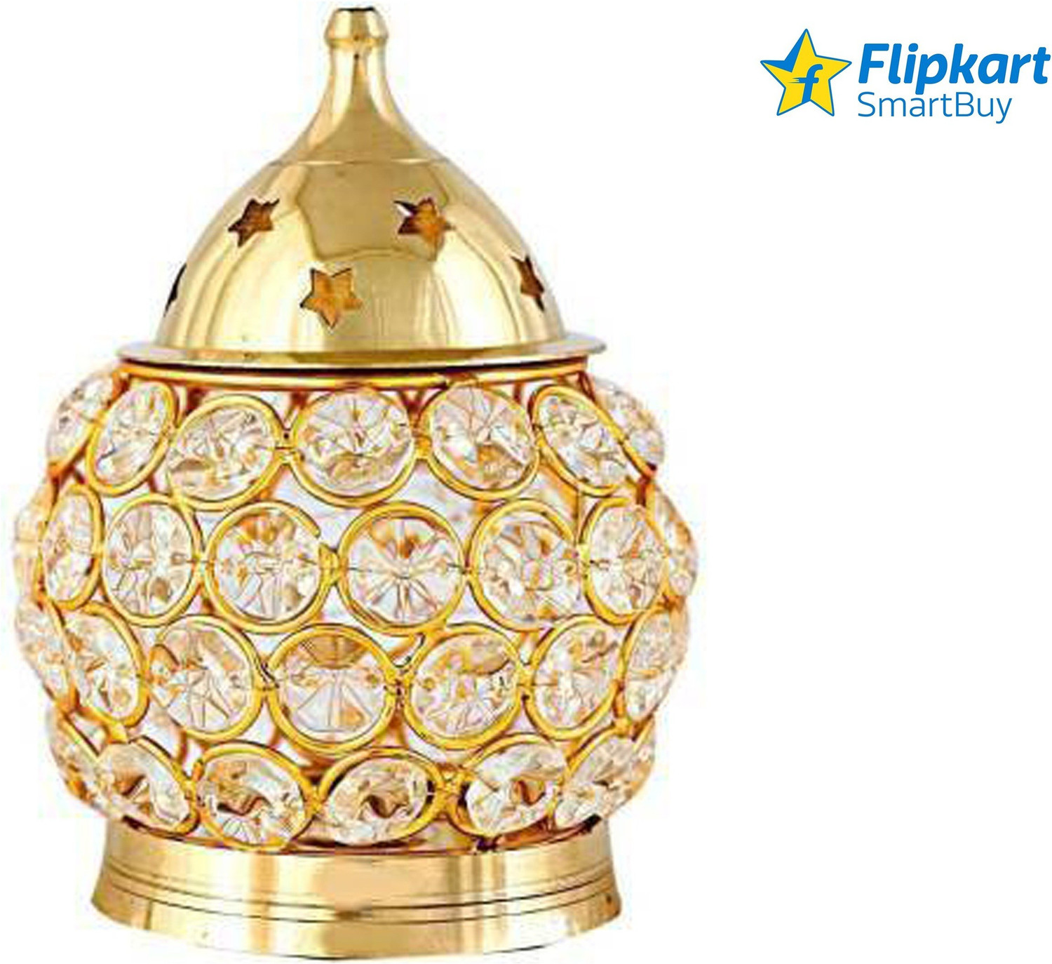 Image of Flipkart SmartBuy Brass Akhand Diya | Diamond Crystal Deepak /Dia | Akhand Jyot Brass, Crystal Table Diya
