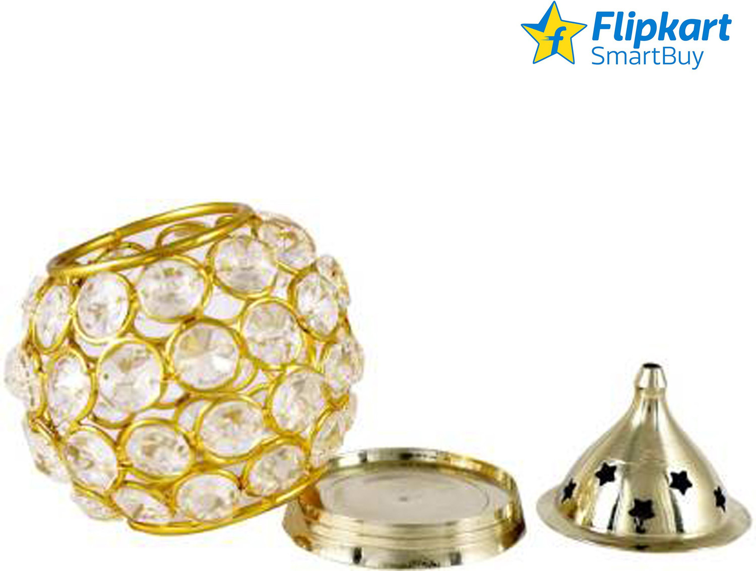 Image of Flipkart SmartBuy Brass Akhand Diya | Diamond Crystal Deepak /Dia | Akhand Jyot Brass, Crystal Table Diya