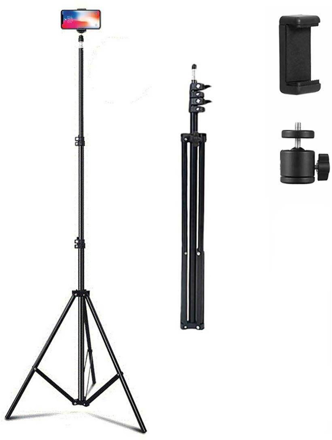 Image of RECTITUDE Tripod for Phone, 2.1 Meters Height,ripod Stand with Mobile Holder & Bluetooth Remote, Works with All Android and Smartphones Tripod