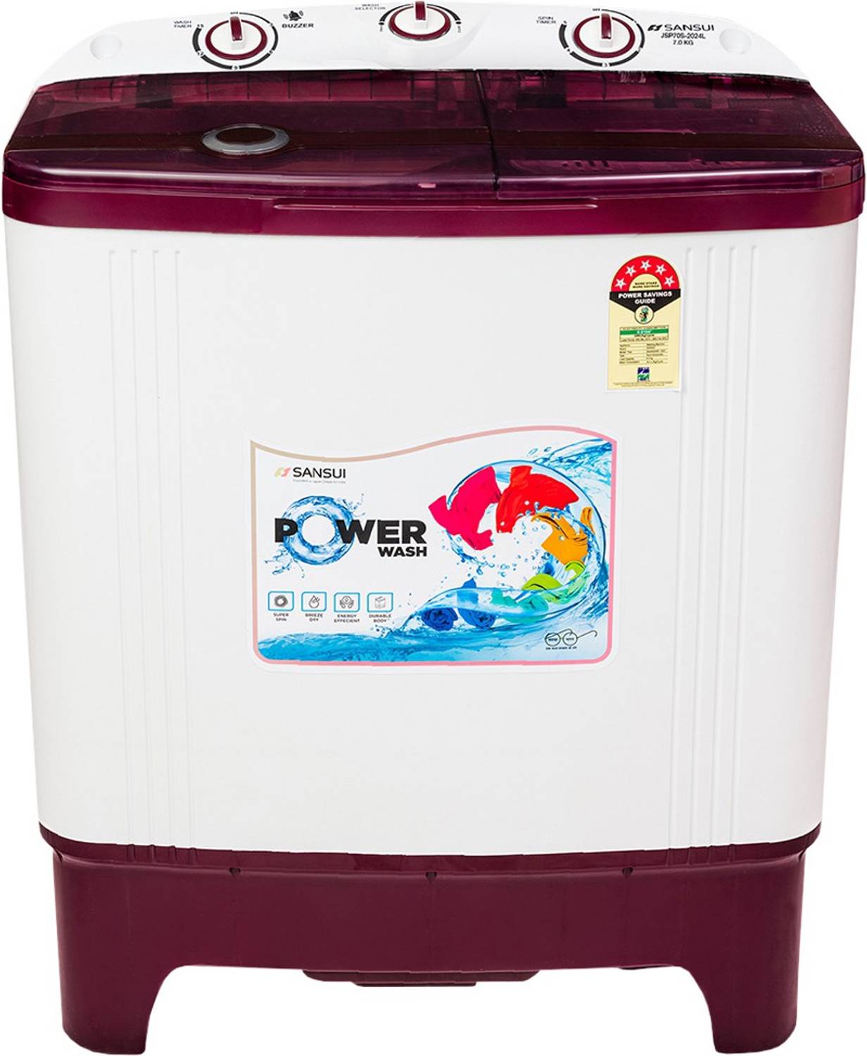 Sansui 7 kg Semi Automatic Top Load Red, White