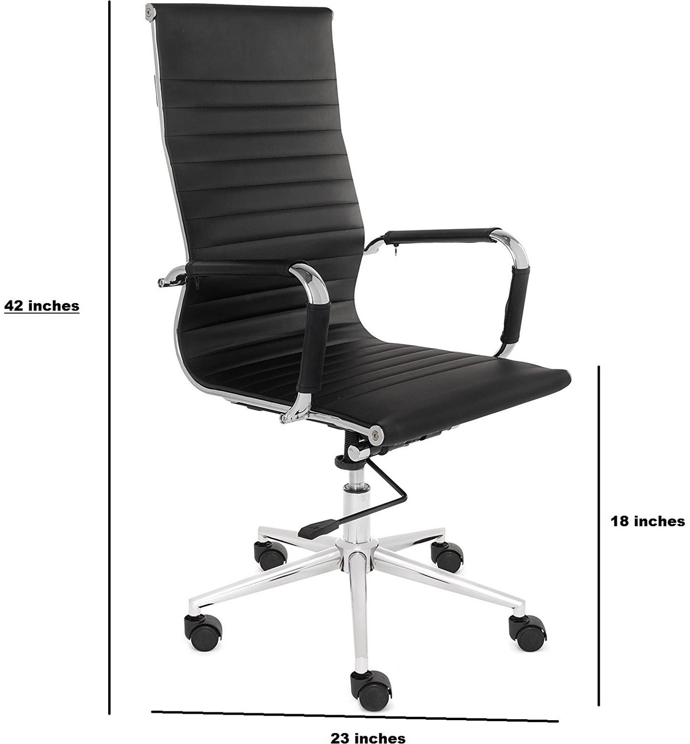 Image of Flipkart Perfect Homes Faux Leatherette Revolving High Back Conference Office Desk Study Chair With Arms For Conference, Home, Office in Black Colour Leatherette Office Conference Chair