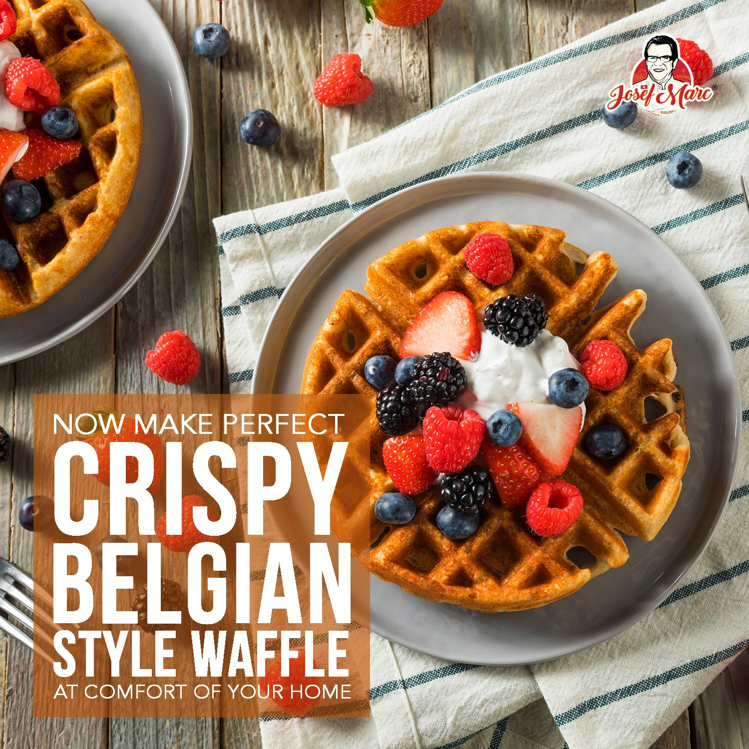 Image of Josef Marc Belgian Waffle Mix, 4 LBS (1.8kg) - Belgian Waffle Vanilla Mix, Easy to Use, Just Add Water, Formulated in Switzerland 1800 g