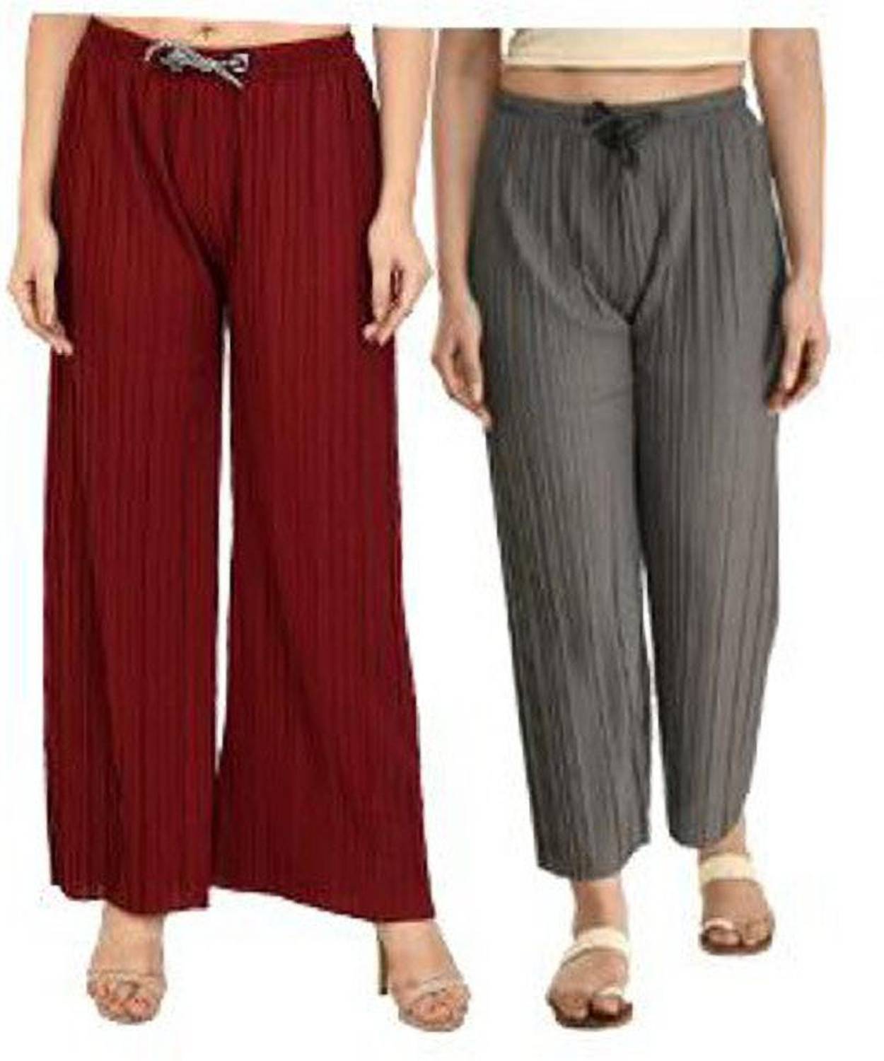 Annectant Relaxed Women Maroon, Grey Trousers