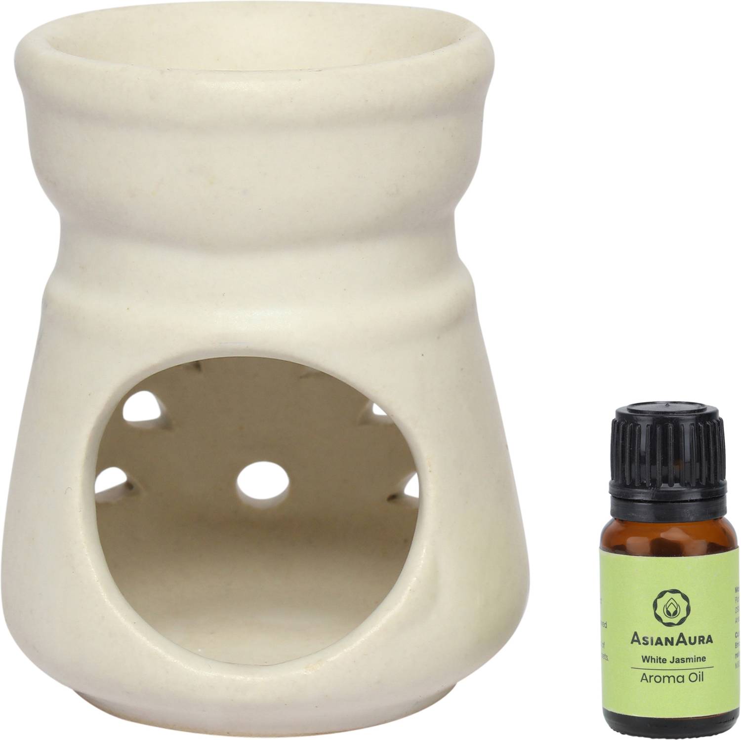 Asian Aura Jasmine Diffuser Set Aroma T light Cermic diffuser with Fragrance Oil & 1 Candles