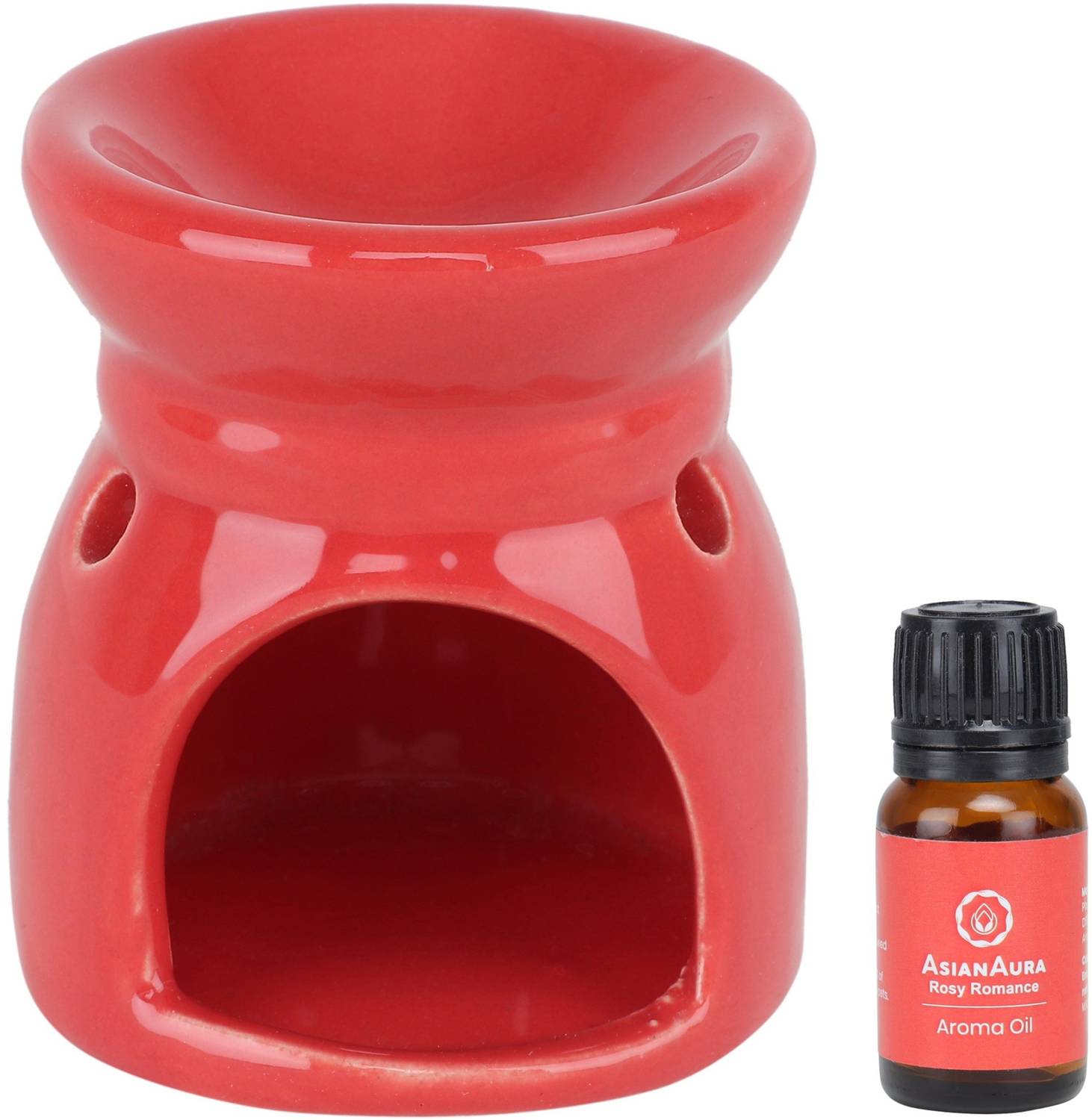 Asian Aura Rosy Romance Diffuser Set Ceramic Aroma T-Light Diffuser With Fragrance Oil & 1 Candles