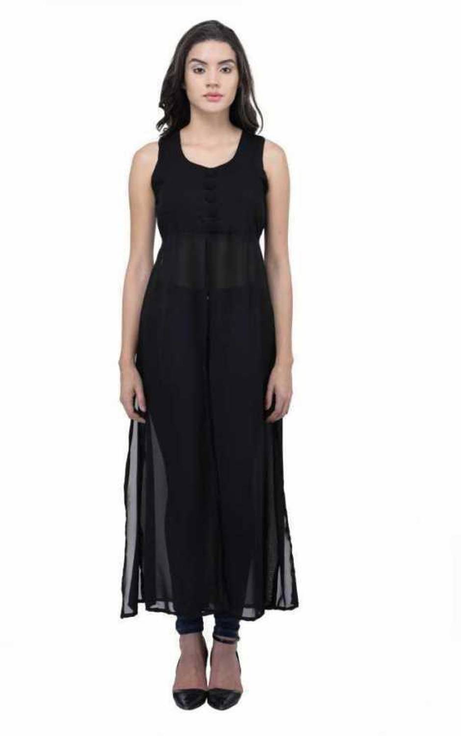 Annectant Women Maxi Black Full Length Dress