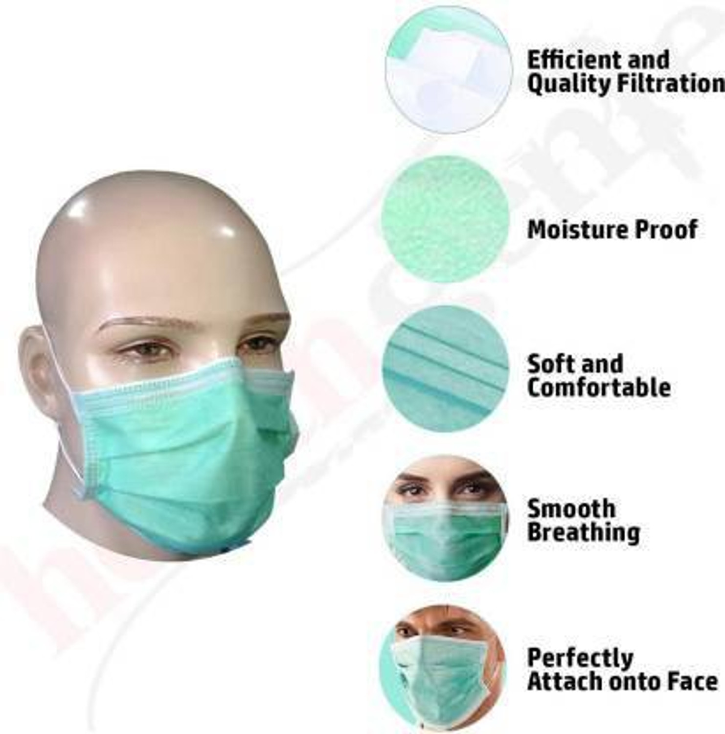 Image of Vaghani 350 Pcs With Nose Pin Relience Green Mask With Nose Pin Disposable Iso Mark 3 Ply Pharmaceutical Breathable Surgical Pollution Face Mask Respirator with 3 Layer For Men, Women, Kids 3 Ply Surgical Mask (350 Piece) ( Relience Green ) Surgical Mask With Melt Blown Fabric Layer