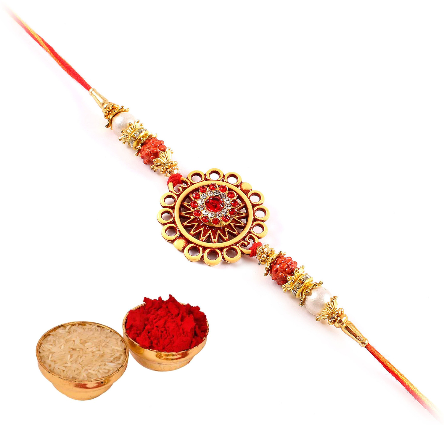 Image of Designer UNQIUE SINGLE RAKHI Assorted Rakhi, Chawal Roli Pack Set by Manvi creation