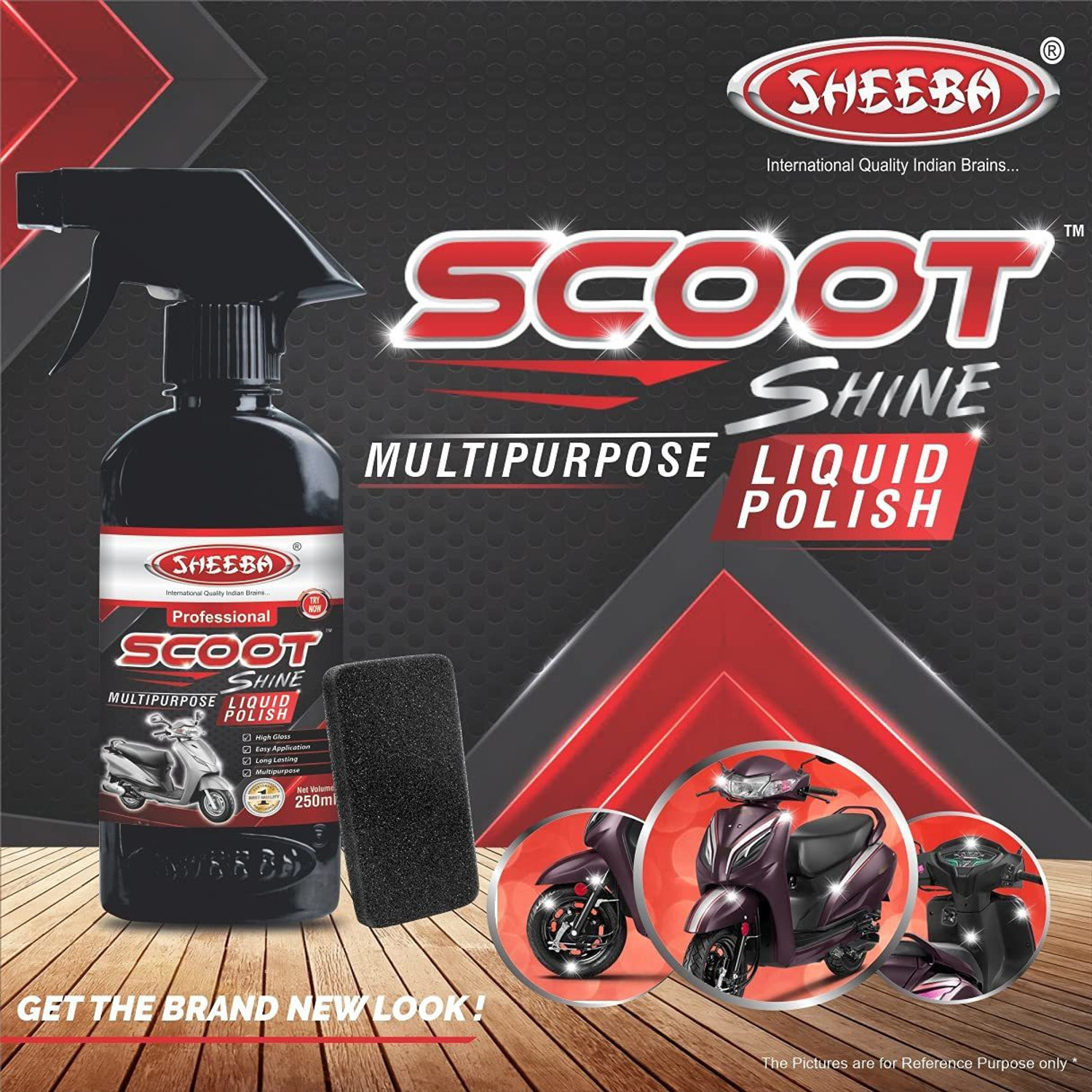 Image of Sheeba Liquid Car Polish for Windscreen, Leather, Tyres, Metal Parts, Dashboard, Chrome Accent, Headlight, Exterior