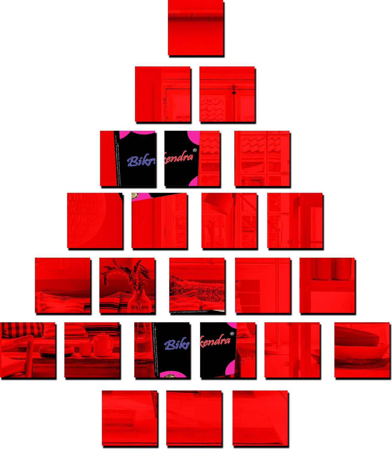 Bikri Kendra 10 cm Big square red 24 - 3d acrylic mirror wall stickers Self Adhesive Sticker
