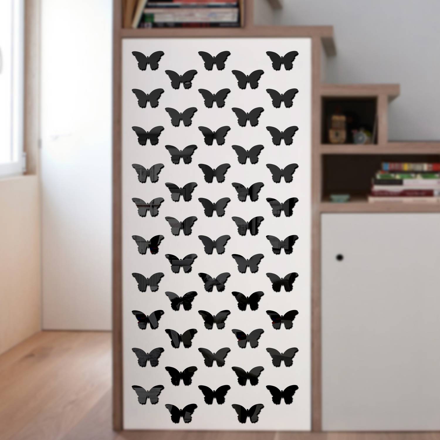 Bikri Kendra 6 cm Butterfly 40 black - 3d acrylic mirror wall stickers Self Adhesive Sticker