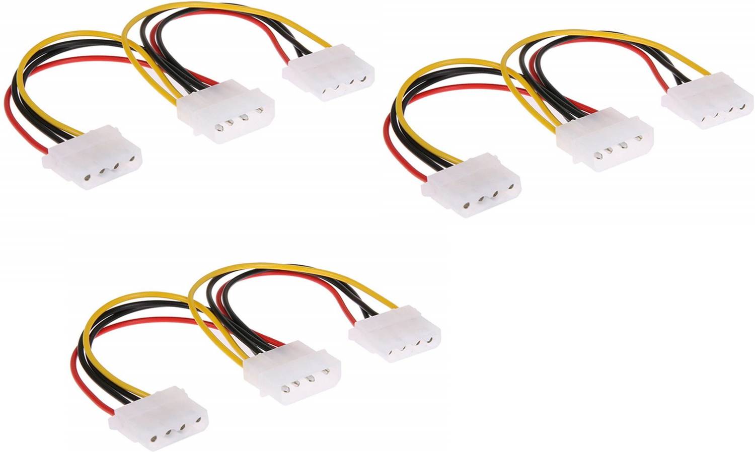 LipiWorld TV-out Cable 4 Pin Molex Male to 2 Ports Molex IDE Female Power Supply Y Splitter Adapter 17Cm Cable for PC, Cooling Fan CD Driver Hard Disk (Molex 4P Male to Dual Female Pack-3)