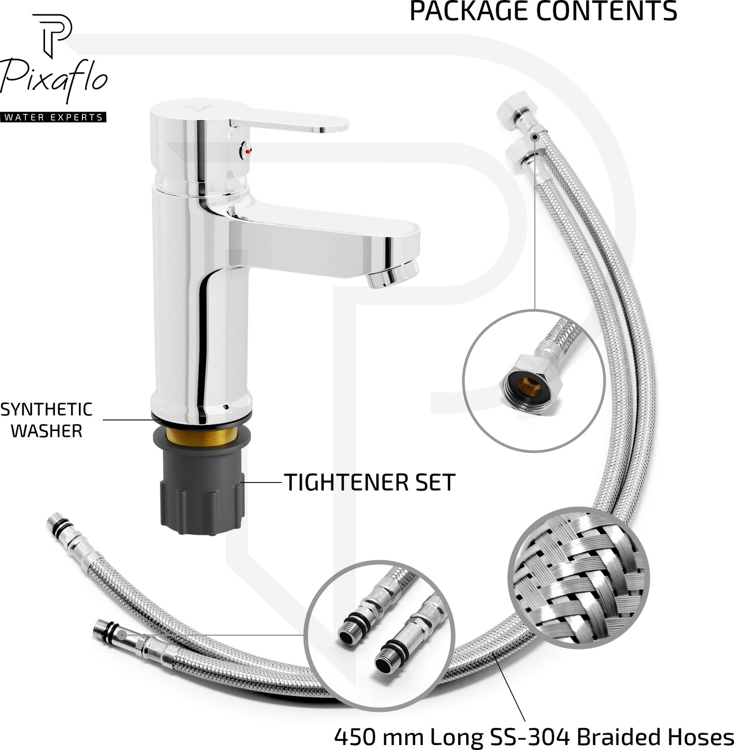 Image of PIXAFLO Single Lever Basin Mixer (Hot and Cold) Single Lever Basin Mixer (Hot and Cold) Basin Mixer Faucet