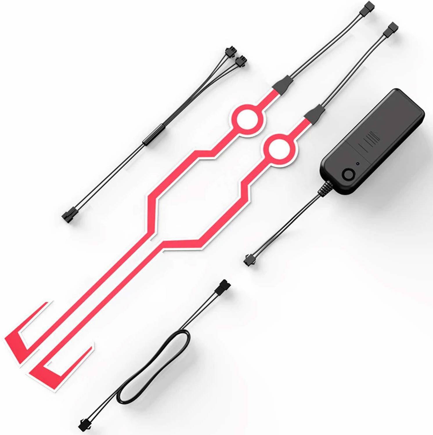 acube mart Motorcycle Bike Helmet Led Light Strip Kit Bar 3 Modes with 2 strips (red) LED Helmet Strip Light