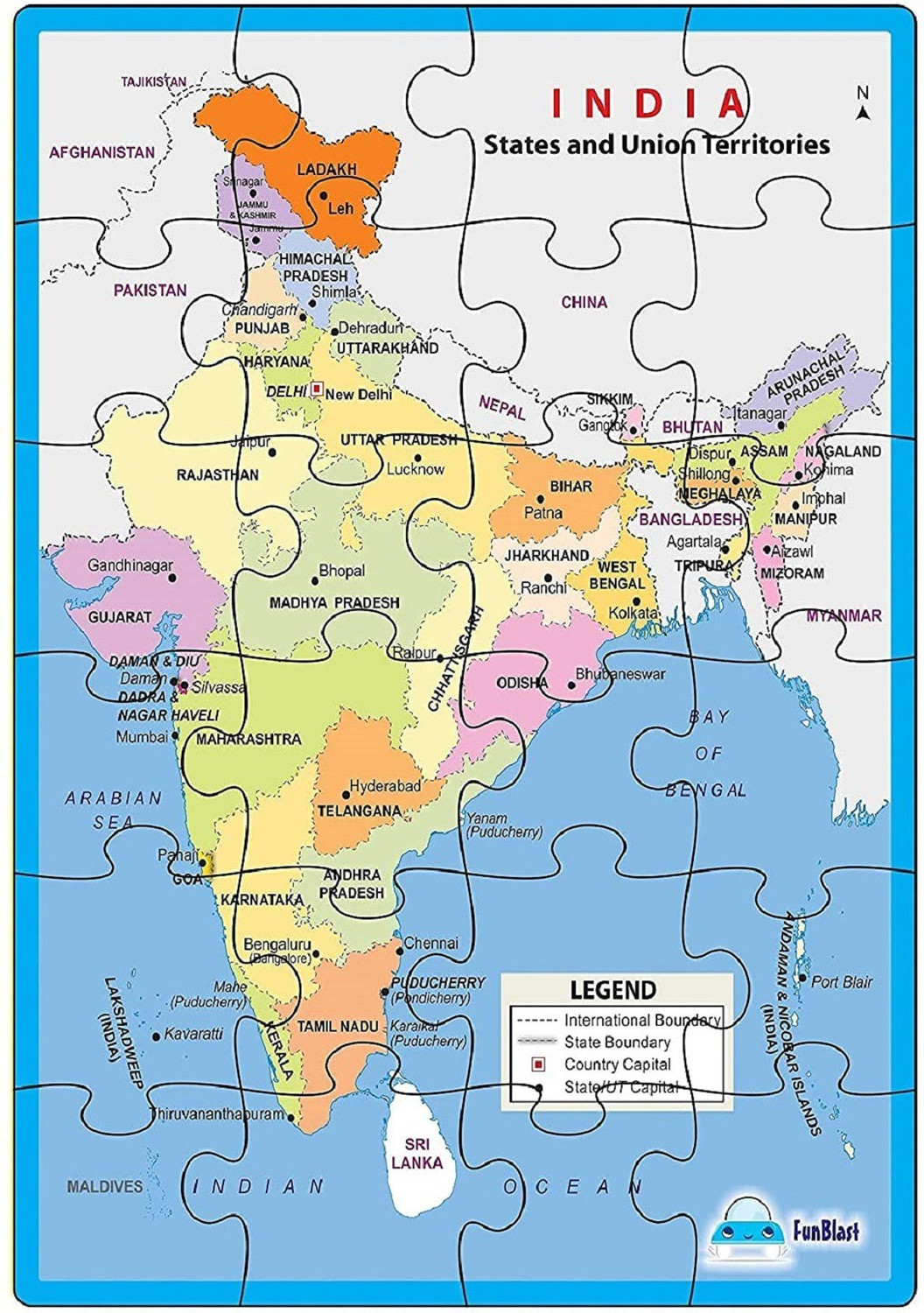Image of FunBlast Map of India Jigsaw Puzzle for Kids Jigsaw Puzzle for Kids | Educational Learning Jigsaw Puzzle for 3+ Years Kids /Boys /girls