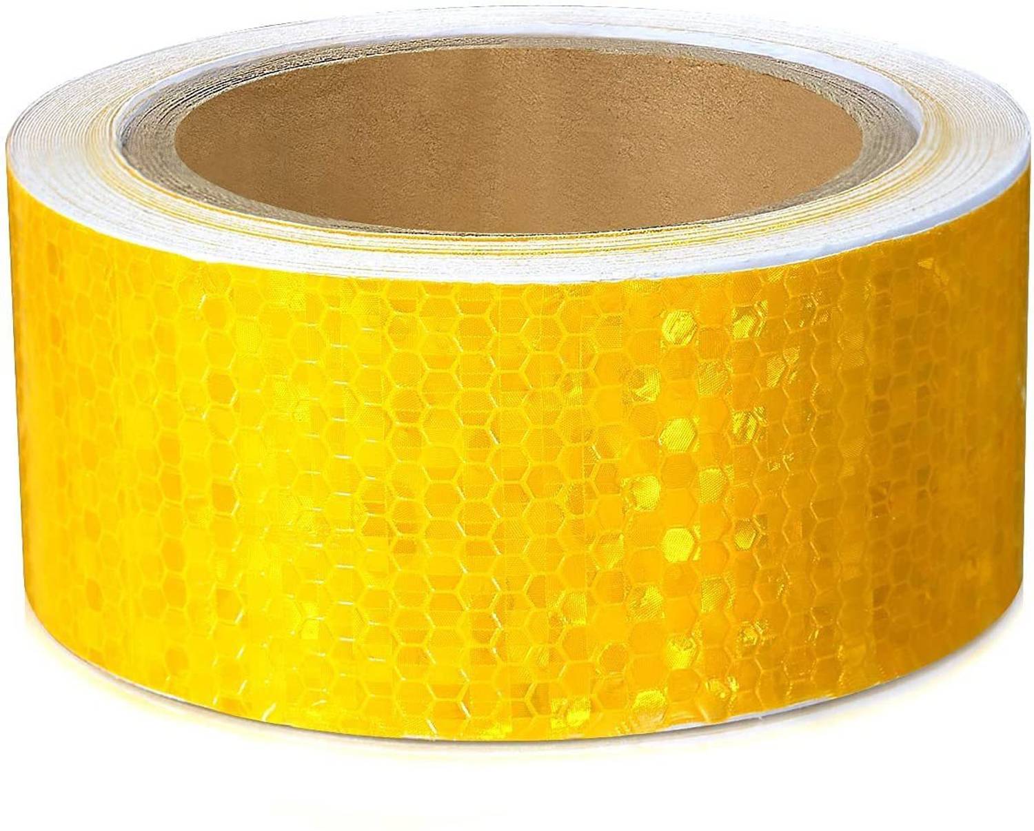 Breewell 2 Inch X 5 Meter Reflective Honeycomb Safety Tape for Trailers Honeycomb Yellow, Reflective, Conspicuity Warning Stickers, High Intensity, Waterproof | Yellow 5 m Single Sided Tape