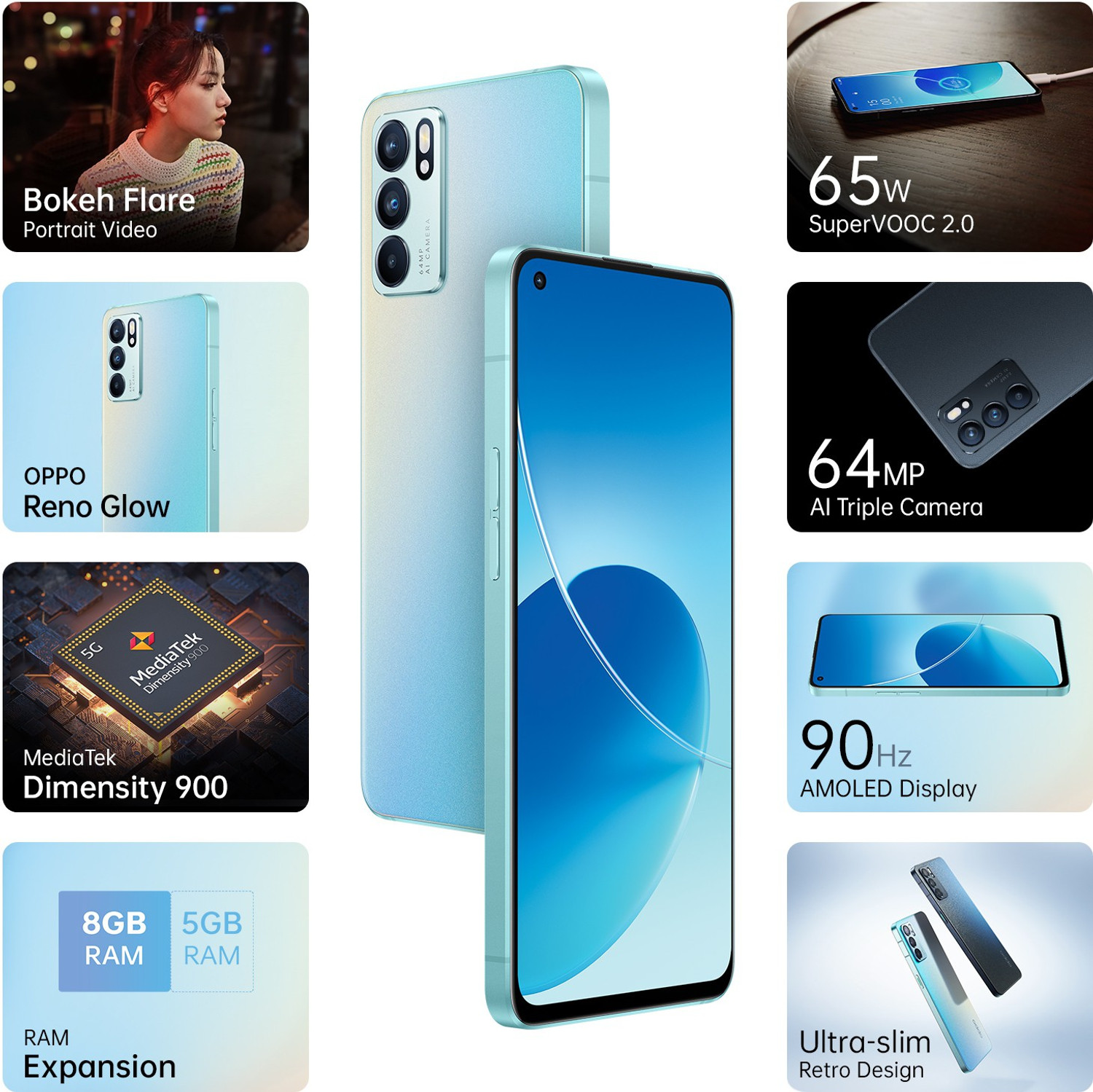 Image of OPPO Reno6 5G (Aurora, 128 GB)