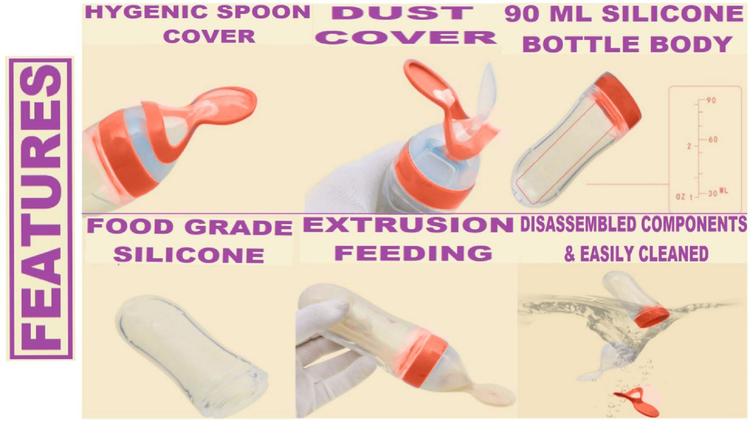 Image of Alya Baby Silicone Squeeze Spoon Feeding Bottle With Fruit Nibbler Soother Teether