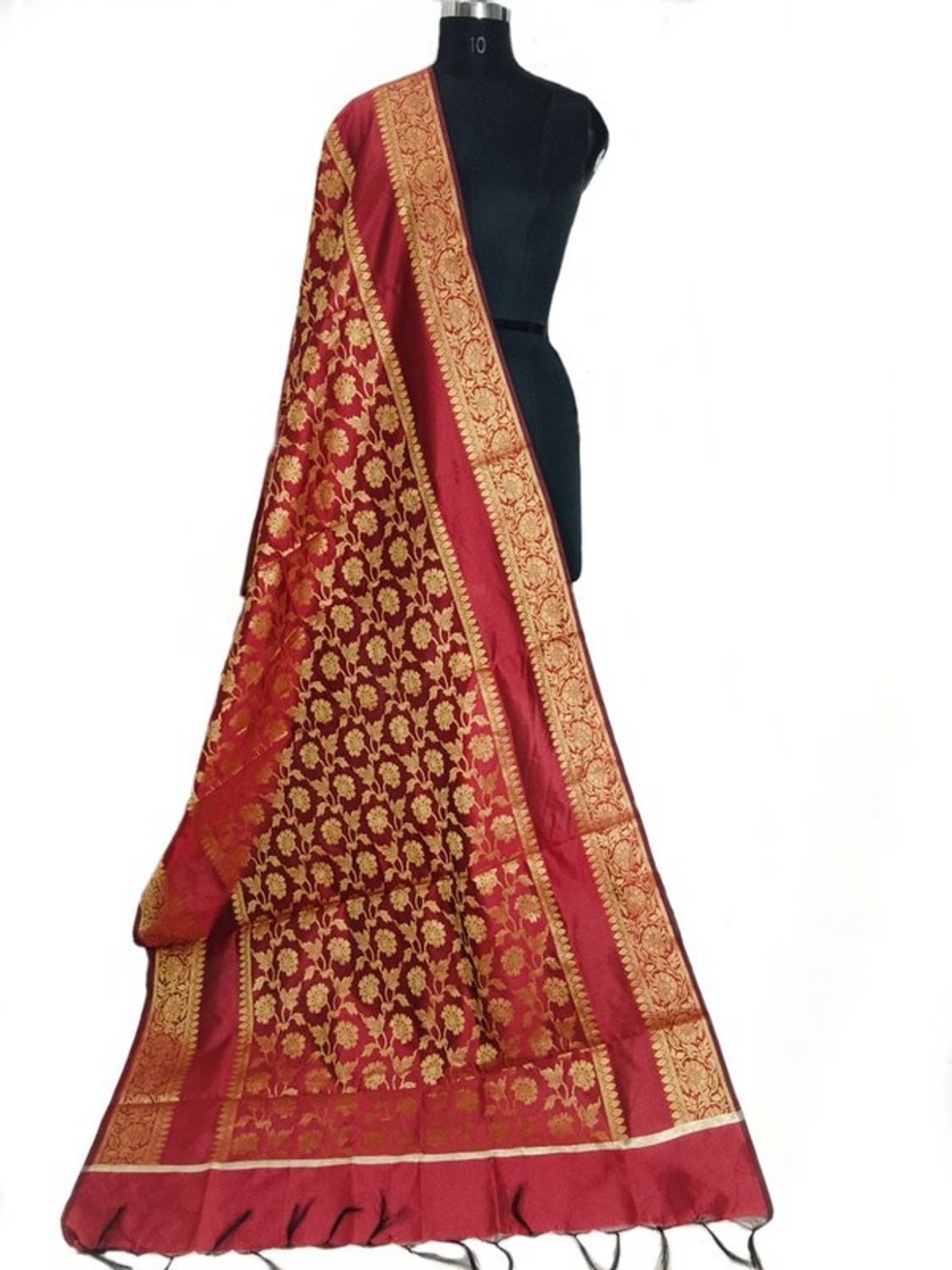 The SDF India Art Silk Woven Maroon Women Dupatta