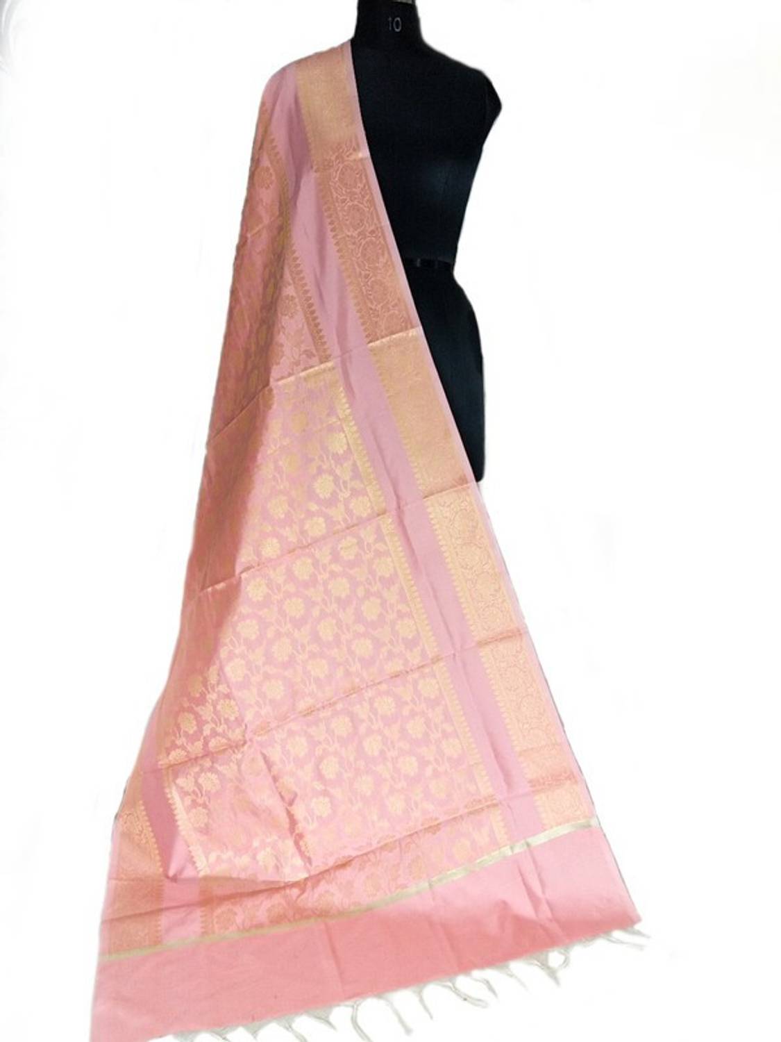 The SDF India Art Silk Woven Peach Women Dupatta