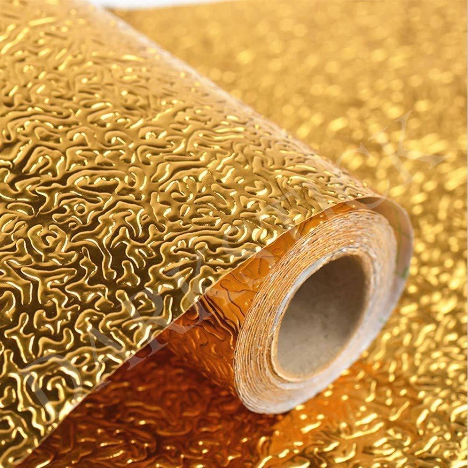 ALAMPAR 60 cm Kitchen Golden Oil Proof Waterproof Paper Aluminum Foil Backsplash Sticker Self Adhesive Sticker
